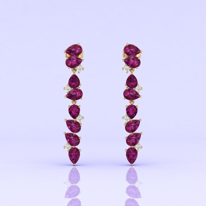 Natural Rhodolite Garnet 14K Dainty Earrings, Gold Drop Earrings For Women, Everyday Gemstone Earring For Her, January Birthstone Jewelry | Save 33% - Rajasthan Living 12
