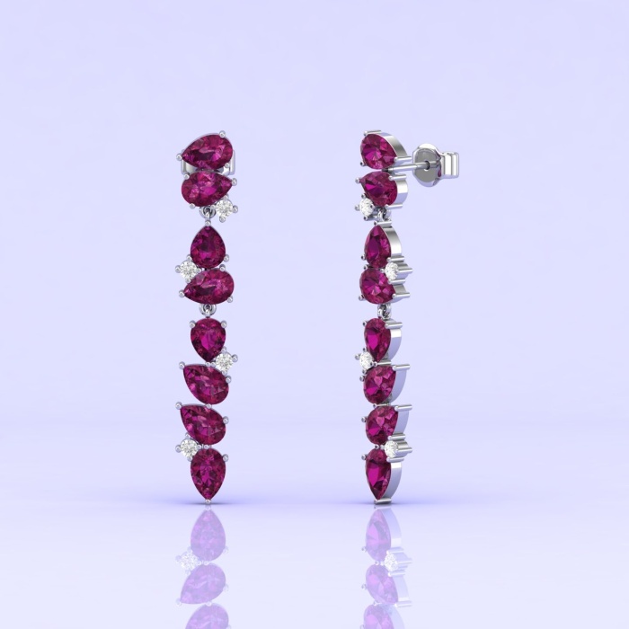 Natural Rhodolite Garnet 14K Dainty Earrings, Gold Drop Earrings For Women, Everyday Gemstone Earring For Her, January Birthstone Jewelry | Save 33% - Rajasthan Living 11