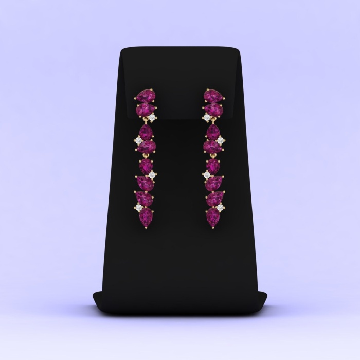 Natural Rhodolite Garnet 14K Dainty Earrings, Gold Drop Earrings For Women, Everyday Gemstone Earring For Her, January Birthstone Jewelry | Save 33% - Rajasthan Living 13