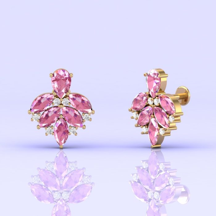 14K Dainty Pink Spinel Stud Earrings, Party Jewelry, Minimalist Stud Earrings, Gift For Her, New Year Gift, Gemstone Earrings, Spinel Cut | Save 33% - Rajasthan Living 11