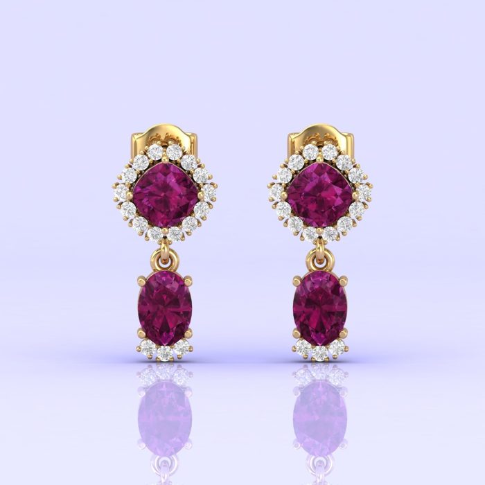 Rhodolite Garnet 14K Dangle Earrings, Dainty Raspberry Garnet Earrings, Handmade Jewelry, Party Jewelry, Art Nouveau Jewelry, Gift For Her | Save 33% - Rajasthan Living 5