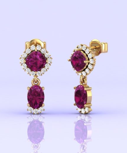 Rhodolite Garnet 14K Dangle Earrings, Dainty Raspberry Garnet Earrings, Handmade Jewelry, Party Jewelry, Art Nouveau Jewelry, Gift For Her | Save 33% - Rajasthan Living 3