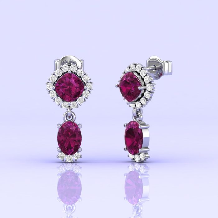 Rhodolite Garnet 14K Dangle Earrings, Dainty Raspberry Garnet Earrings, Handmade Jewelry, Party Jewelry, Art Nouveau Jewelry, Gift For Her | Save 33% - Rajasthan Living 11