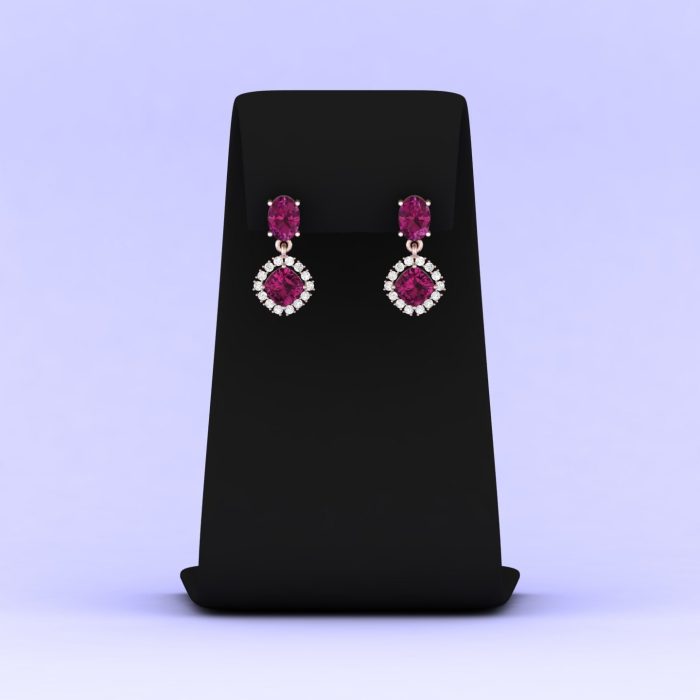 14K Dainty Natural Rhodolite Garnet Dangle Earrings, Everyday Gemstone Earrings For Women, Gold Stud Earrings For Her, January Birthstone | Save 33% - Rajasthan Living 7