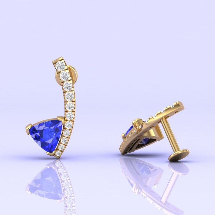 Dainty 14K Tanzanite Drop Earrings, Natural Tanzanite Earrings, Handmade Jewelry, Trillion Cut Jewelry, Gift For Women, Anniversary Gift | Save 33% - Rajasthan Living 12