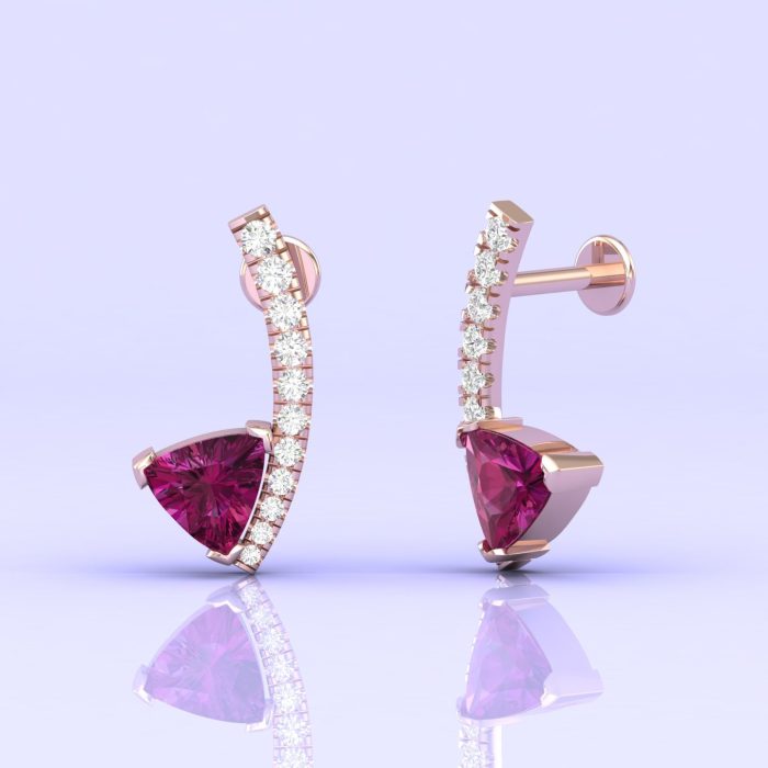 14K Dainty Rhodolite Dangle Earrings, Handmade Jewelry, Gift For Women, Party Jewelry, Minimalist Earrings, Art Nouveau Earrings, Garnet Cut | Save 33% - Rajasthan Living 11