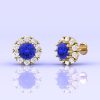 Tanzanite 14K Dainty Stud Earrings, Art Deco Style Earrings, Handmade Jewelry, Flower Stud Earrings, Party Jewelry, Gift For Women, December | Save 33% - Rajasthan Living 18