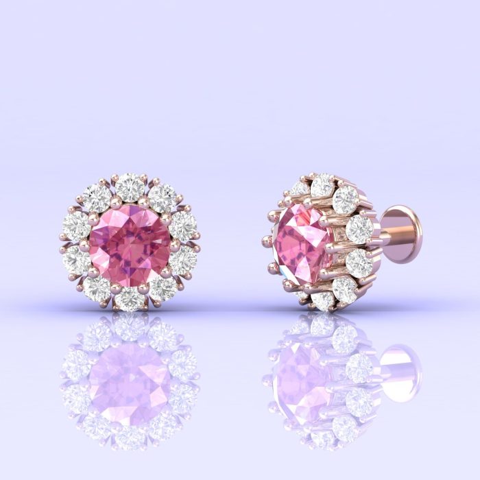 Pink Spinel 14K Dainty Stud Earrings, Handmade Jewelry, Natural Spinel Earrings, Gift For Her, Anniversary Gift, Art Nouveau Jewelry, Spinel | Save 33% - Rajasthan Living 8