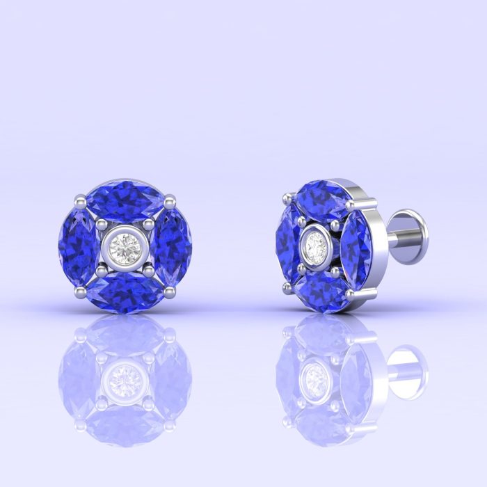 Dainty 14K Tanzanite Stud Earrings, Handmade Jewelry, December Birthstone, Party Jewelry, Gift For Her, Natural Tanzanite Jewelry, Art Deco | Save 33% - Rajasthan Living 8