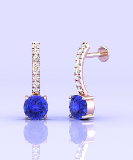 14K Dainty Tanzanite Stud Earrings, Handmade Jewelry, Art Nouveau Earrings, Gift For Her, Rose Gold Earrings, Party Jewelry, Tanzanite Round | Save 33% - Rajasthan Living 3