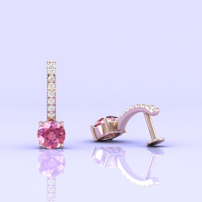 Pink Spinel 14K Stud Earrings, Dainty Stud Earrings, Handmade Jewelry, Natural Spinel, Art Deco Earrings, Gift For Women, August Birthstone | Save 33% - Rajasthan Living 13