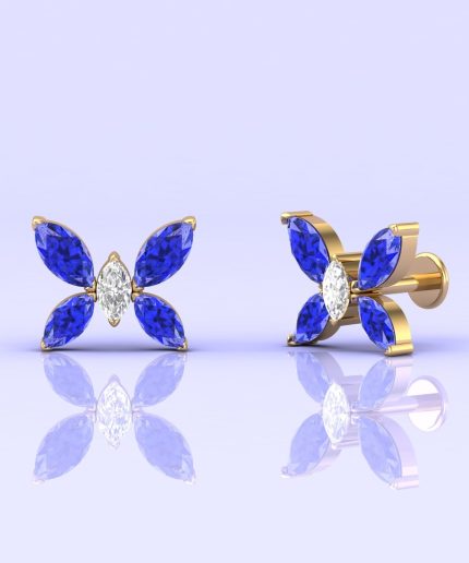 14K Dainty Tanzanite Stud Earrings, Butterfly Studs, Minimalist Earrings, Handmade Jewelry, Party Jewelry, Gift For Women, Birthday Gift | Save 33% - Rajasthan Living 3