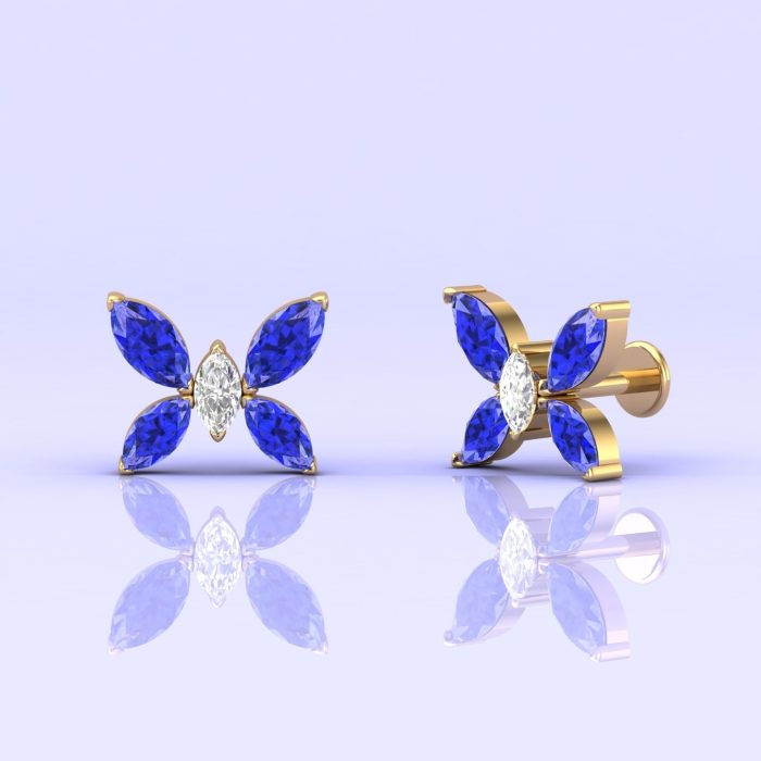 14K Dainty Tanzanite Stud Earrings, Butterfly Studs, Minimalist Earrings, Handmade Jewelry, Party Jewelry, Gift For Women, Birthday Gift | Save 33% - Rajasthan Living 6