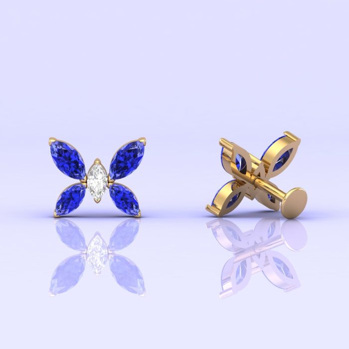14K Dainty Tanzanite Stud Earrings, Butterfly Studs, Minimalist Earrings, Handmade Jewelry, Party Jewelry, Gift For Women, Birthday Gift | Save 33% - Rajasthan Living 7