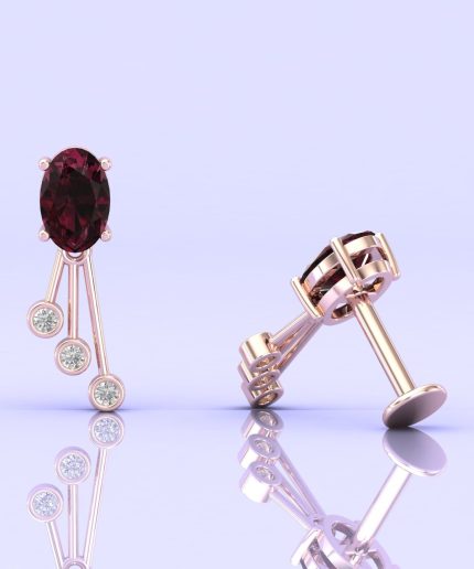 Rhodolite Garnet Earrings, 14K Stud Earrings, Birthstone Earrings, Handmade Jewelry, Minimalist Jewelry, Gift for Women, Gemstone Earrings | Save 33% - Rajasthan Living 3