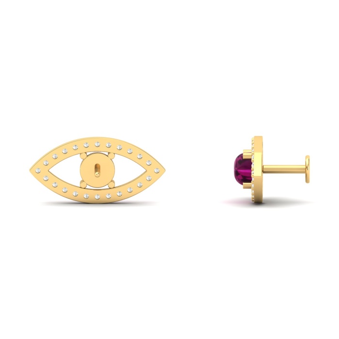 Natural Rhodolite Garnet 14K Dainty Stud Earrings, Everyday Gemstone Earring For Her, Gold Stud Earrings For Women, January Birthstone Jewel | Save 33% - Rajasthan Living 13