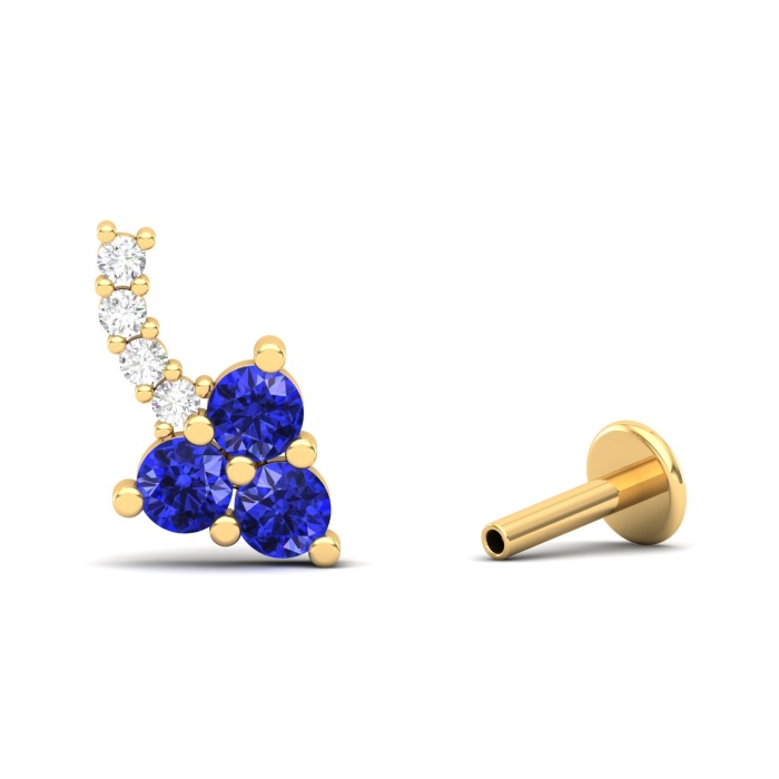 14K Dainty Natural Tanzanite Stud Earrings, Gold Climber Stud Earrings For Women, Everyday Gemstone Earring For Her, December Birthstone Gem | Save 33% - Rajasthan Living 6