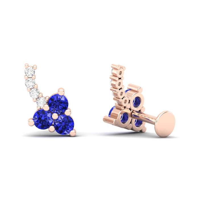 14K Dainty Natural Tanzanite Stud Earrings, Gold Climber Stud Earrings For Women, Everyday Gemstone Earring For Her, December Birthstone Gem | Save 33% - Rajasthan Living 10