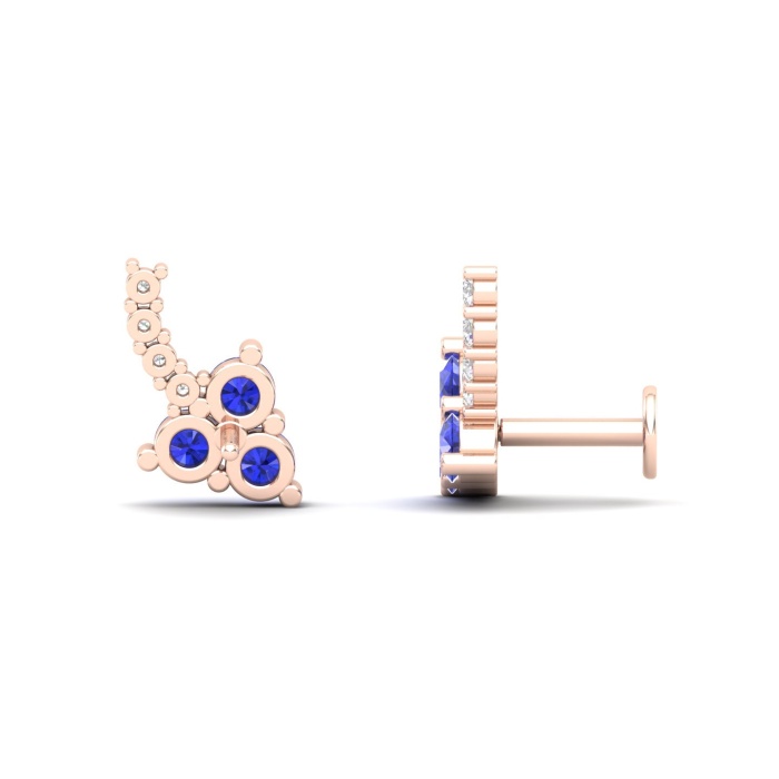 14K Dainty Natural Tanzanite Stud Earrings, Gold Climber Stud Earrings For Women, Everyday Gemstone Earring For Her, December Birthstone Gem | Save 33% - Rajasthan Living 12