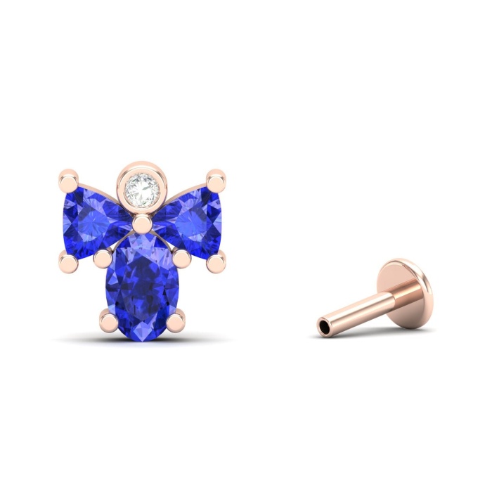 14K Natural Tanzanite Dainty Stud Earrings, Gold Climber Stud Earrings For Women, Everyday Gemstone Earring For Her, December Birthstone Gem | Save 33% - Rajasthan Living 5
