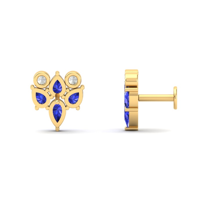 14K Dainty Natural Tanzanite Stud Earrings, Gold Cartilage Stud Earrings For Women, Everyday Gemstone Earring For Her, December Birthstone | Save 33% - Rajasthan Living 13