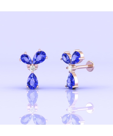 14K Dainty Tanzanite Stud Earrings, Handmade Jewelry, Gemstone Earrings, Anniversary Gift, Gift For Her, Party Jewelry, Art Nouveau Earrings | Save 33% - Rajasthan Living