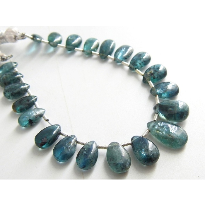 Teal Green Moss Kyanite Smooth Teardrop,Indigo,Blue,Drop,Loose Stone,Earrings Bead 100%Natural 21Piece Strand 13X7To7X5MM Approx PME(BR9) | Save 33% - Rajasthan Living 9