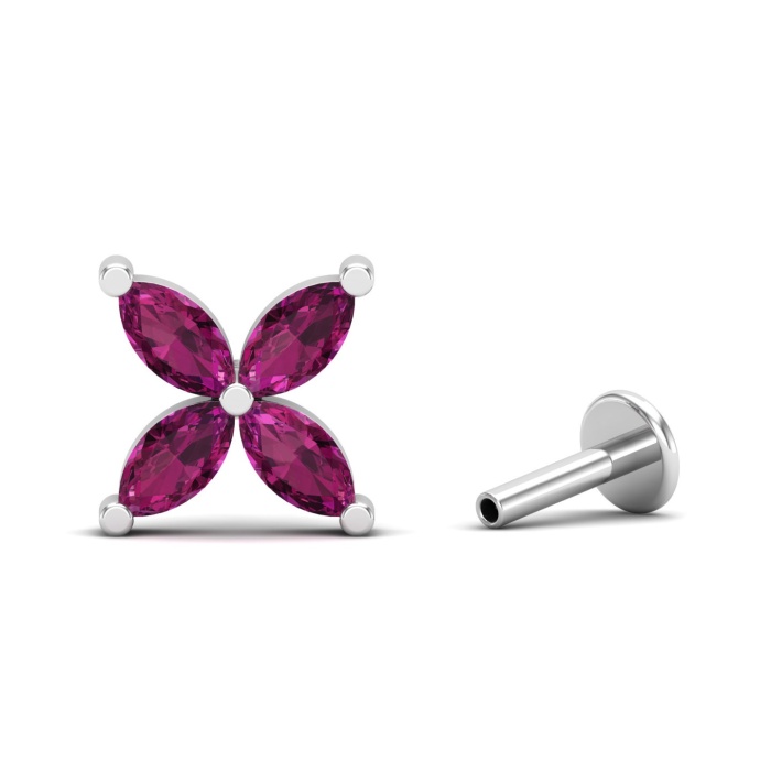 Natural Rhodolite Garnet 14K Dainty Stud Earrings, Gold Stud Earrings For Women, Everyday Gemstone Butterfly Earring For Her, January Jewel | Save 33% - Rajasthan Living 6