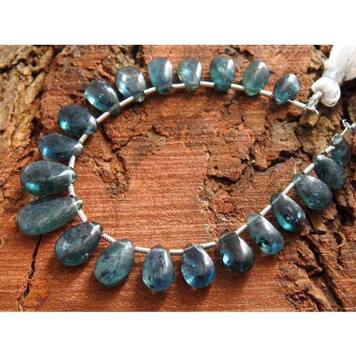 Teal Green Moss Kyanite Smooth Teardrop,Indigo,Blue,Drop,Loose Stone,Earrings Bead 100%Natural 21Piece Strand 13X7To7X5MM Approx PME(BR9) | Save 33% - Rajasthan Living 10