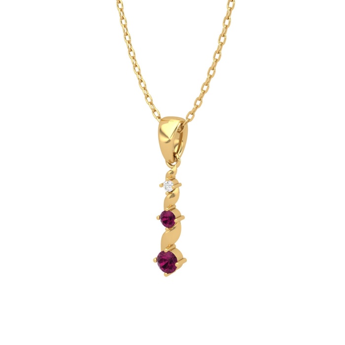 14K Solid Gold Natural Rhodolite Garnet Designer Necklace, Diamond Pendant For Her, Gold Necklaces For Women, January Birthstone Pendant | Save 33% - Rajasthan Living 8