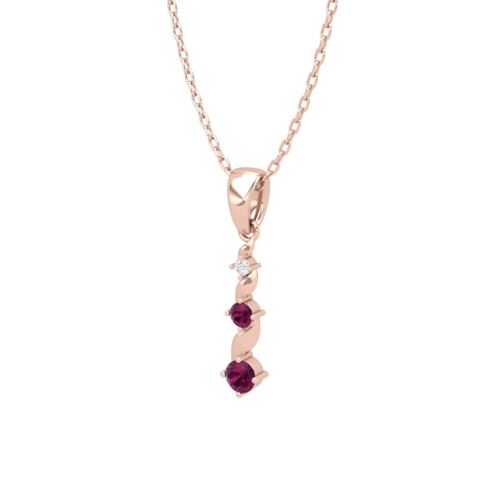14K Solid Gold Natural Rhodolite Garnet Designer Necklace, Diamond Pendant For Her, Gold Necklaces For Women, January Birthstone Pendant | Save 33% - Rajasthan Living 7