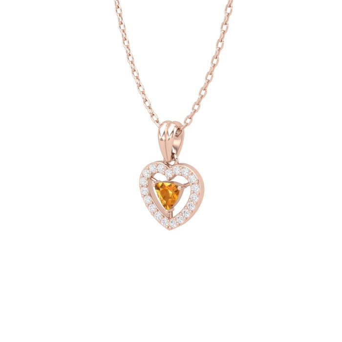 14K Dainty Natural Citrine Gold Designer Necklace, Diamond Pendant For Her, Gemstone Jewelry For Women, November Birthstone Pendant | Save 33% - Rajasthan Living 8