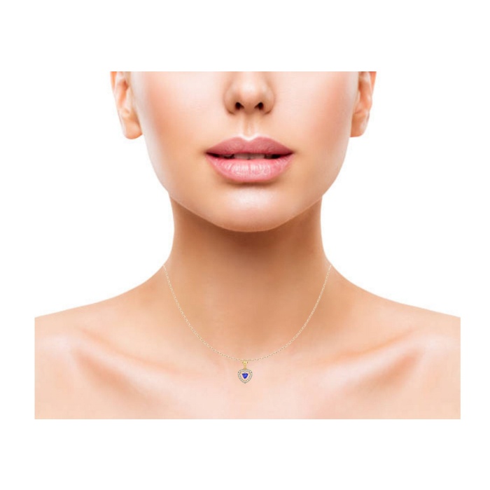 14K Dainty Natural Tanzanite 14K Solid Gold Designer Necklace, Diamond Pendant, Everyday Gemstone Necklace For Women, December Birthstone | Save 33% - Rajasthan Living 9