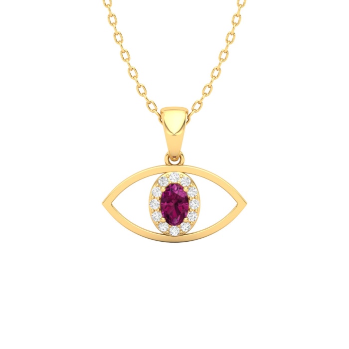 Solid 14K Natural Rhodolite Garnet Gold Necklace, Minimalist Diamond Pendant, January Birthstone, Dainty Gold Pendant For Women, Garnet Gems | Save 33% - Rajasthan Living 12