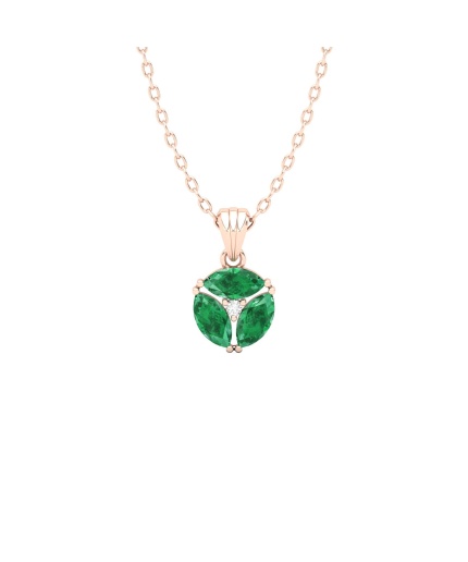 Solid 14K Natural Emerald Gold Necklace, Minimalist Diamond Pendant For Women, May Birthstone, Dainty Emerald Pendant For Women, Gold Chain | Save 33% - Rajasthan Living