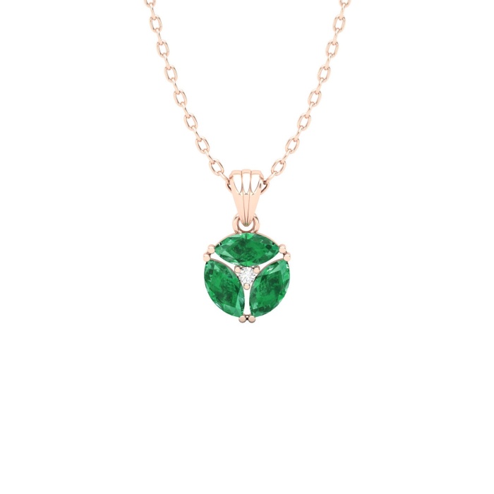 Solid 14K Natural Emerald Gold Necklace, Minimalist Diamond Pendant For Women, May Birthstone, Dainty Emerald Pendant For Women, Gold Chain | Save 33% - Rajasthan Living 5