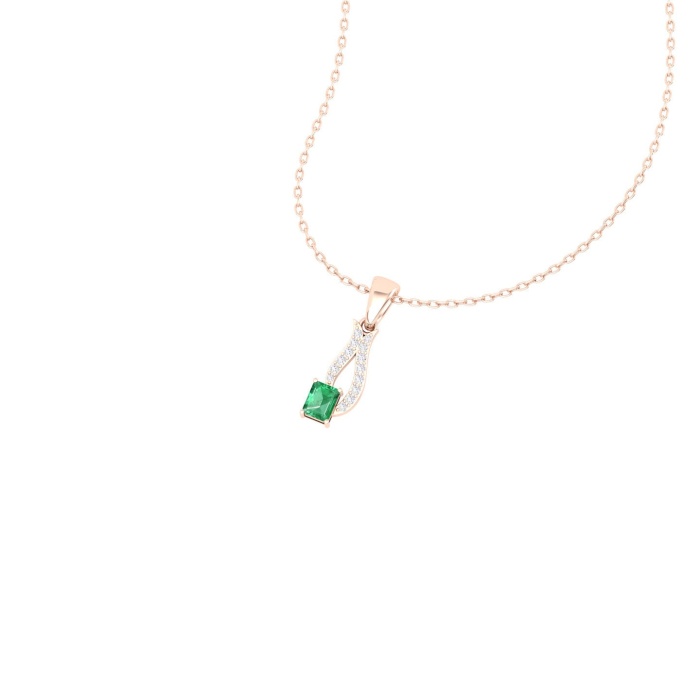 14K Solid Natural Emerald Gold Necklace, Minimalist Diamond Pendant For Her, May Birthstone, Gift forWomen, Unique Diamond Layering Necklace | Save 33% - Rajasthan Living 12