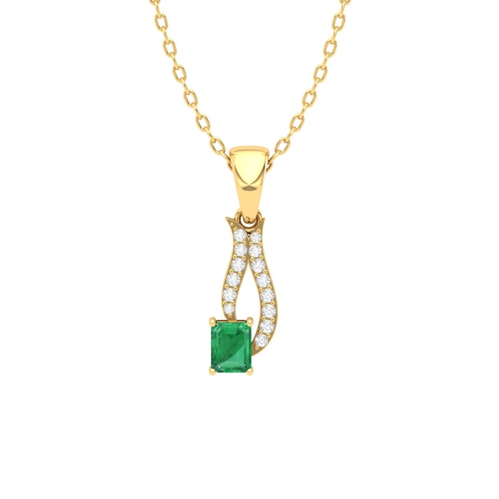 14K Solid Natural Emerald Gold Necklace, Minimalist Diamond Pendant For Her, May Birthstone, Gift forWomen, Unique Diamond Layering Necklace | Save 33% - Rajasthan Living 7