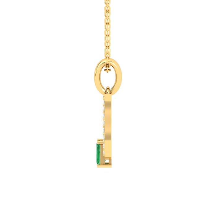 14K Solid Natural Emerald Gold Necklace, Minimalist Diamond Pendant For Her, May Birthstone, Gift forWomen, Unique Diamond Layering Necklace | Save 33% - Rajasthan Living 10