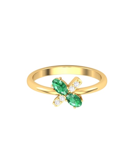 Solid 14K Gold Natural Emerald Ring, Everyday Gemstone Ring For Her, Handmade Jewellery For Women, May Birthstone Statement Ring | Save 33% - Rajasthan Living 3