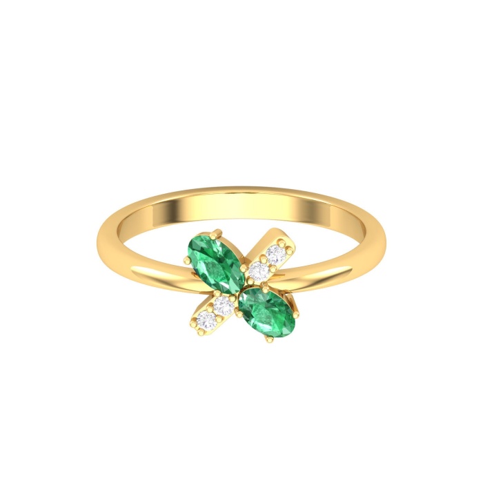 Solid 14K Gold Natural Emerald Ring, Everyday Gemstone Ring For Her, Handmade Jewellery For Women, May Birthstone Statement Ring | Save 33% - Rajasthan Living 6