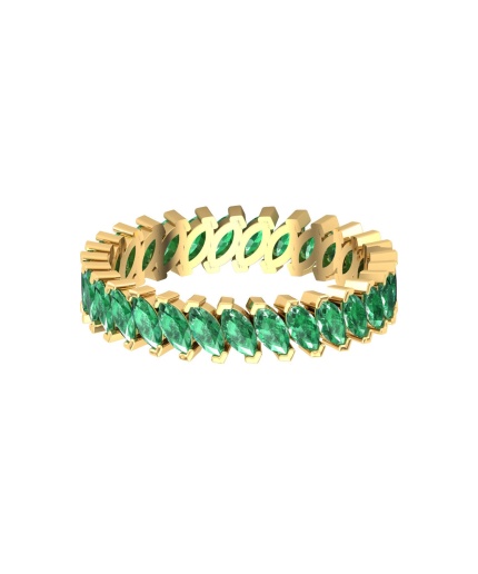 Natural Emerald Solid 14K Gold Ring, Everyday Gemstone Ring For Her, Handmade Jewellery For Women, May Birthstone Eternity Ring | Save 33% - Rajasthan Living 3