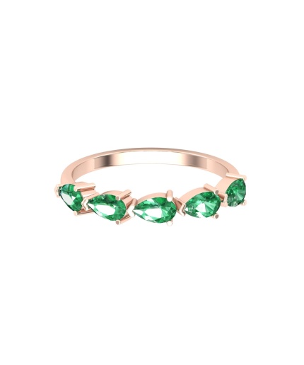 Natural Emerald 14K Solid Stacking Ring, Rose Gold Statement Ring For Women, May Birthstone Promise Ring For Her, Everyday Gemstone | Save 33% - Rajasthan Living
