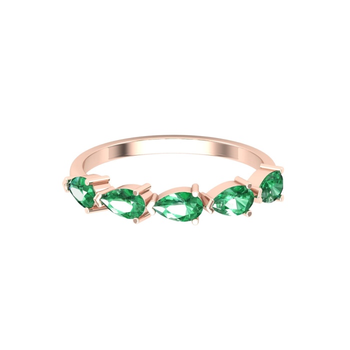 Natural Emerald 14K Solid Stacking Ring, Rose Gold Statement Ring For Women, May Birthstone Promise Ring For Her, Everyday Gemstone | Save 33% - Rajasthan Living 5