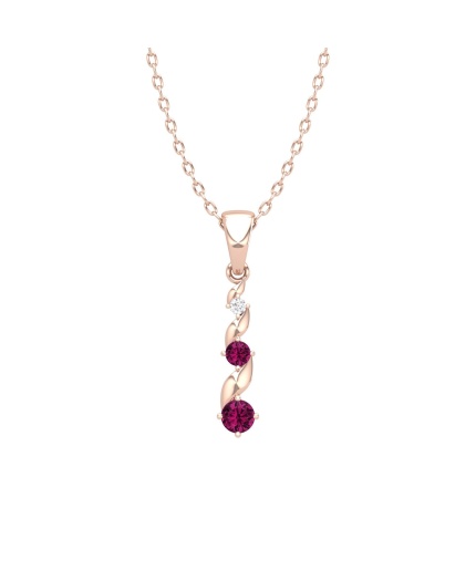 14K Solid Gold Natural Rhodolite Garnet Designer Necklace, Diamond Pendant For Her, Gold Necklaces For Women, January Birthstone Pendant | Save 33% - Rajasthan Living 5