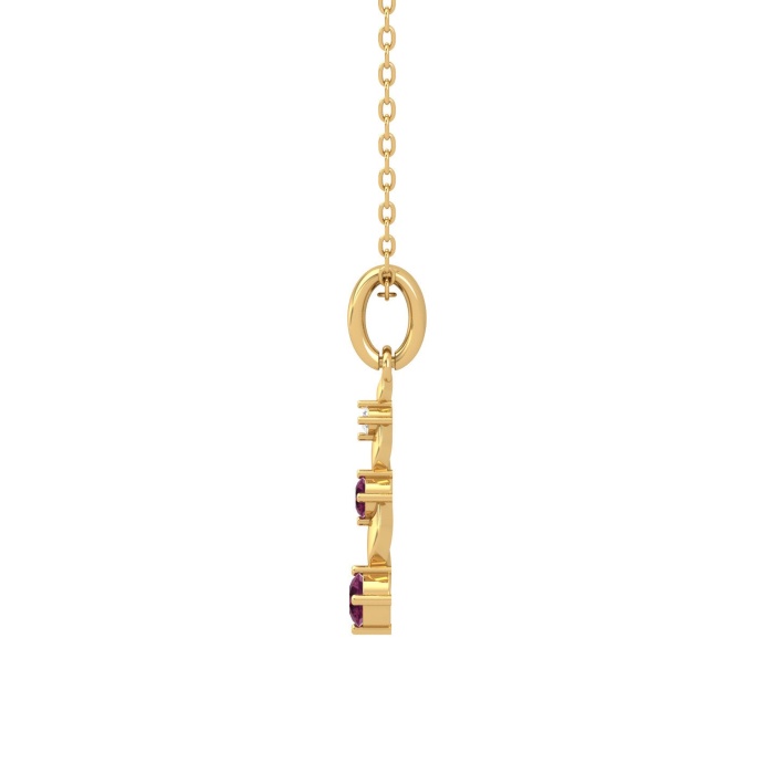 14K Solid Gold Natural Rhodolite Garnet Designer Necklace, Diamond Pendant For Her, Gold Necklaces For Women, January Birthstone Pendant | Save 33% - Rajasthan Living 10