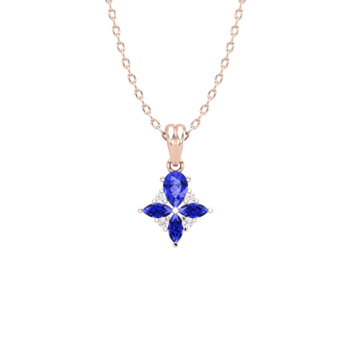 Natural Tanzanite 14K Dainty Gold Designer Necklace, Diamond Pendant Necklace, Everyday Gemstone For Women, December Birthstone Pendant | Save 33% - Rajasthan Living 10
