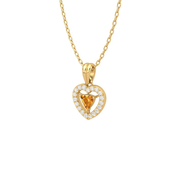 14K Dainty Natural Citrine Gold Designer Necklace, Diamond Pendant For Her, Gemstone Jewelry For Women, November Birthstone Pendant | Save 33% - Rajasthan Living 13