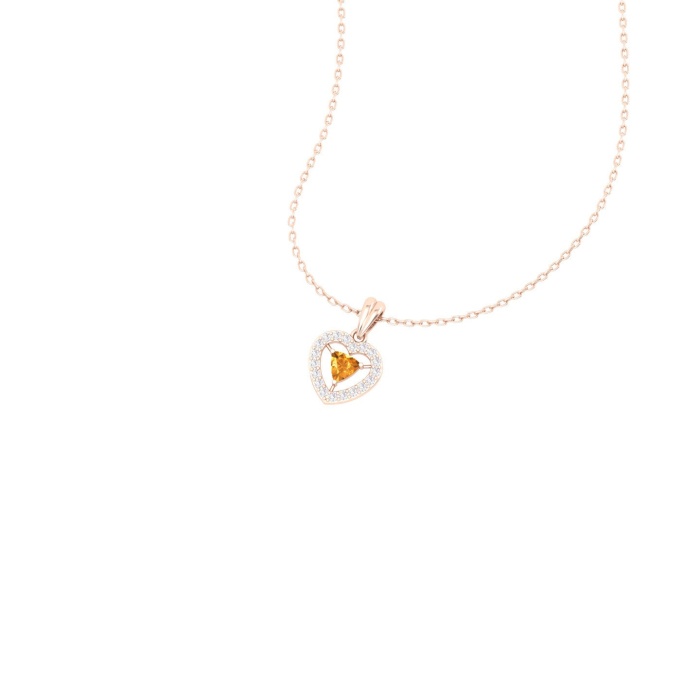 14K Dainty Natural Citrine Gold Designer Necklace, Diamond Pendant For Her, Gemstone Jewelry For Women, November Birthstone Pendant | Save 33% - Rajasthan Living 10