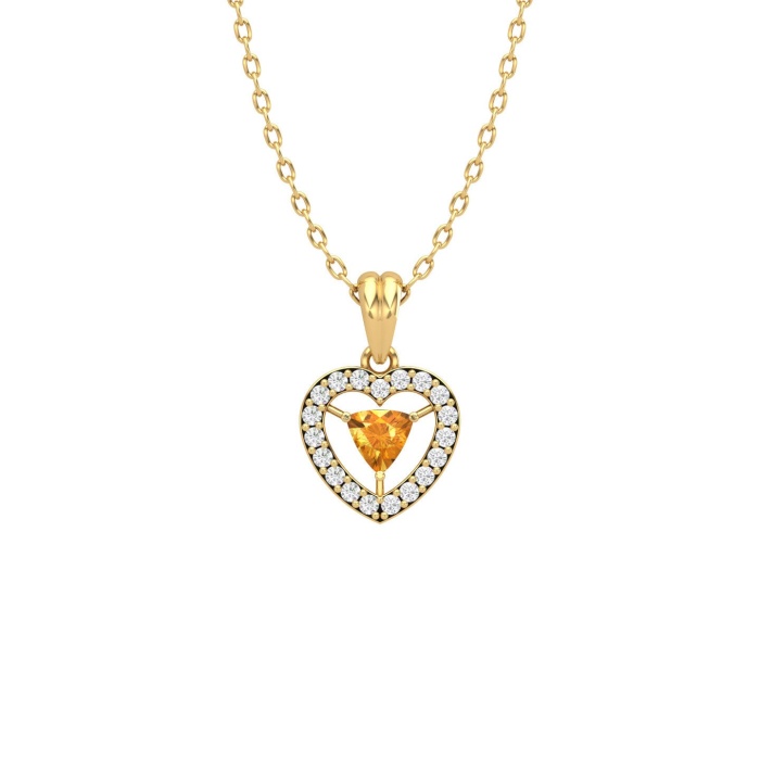 14K Dainty Natural Citrine Gold Designer Necklace, Diamond Pendant For Her, Gemstone Jewelry For Women, November Birthstone Pendant | Save 33% - Rajasthan Living 11